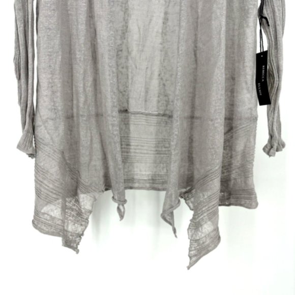 Rebecca Elliot Cardigan Open Front Gray Lightweight Linen Blend Small NWT $110 - Picture 3 of 8